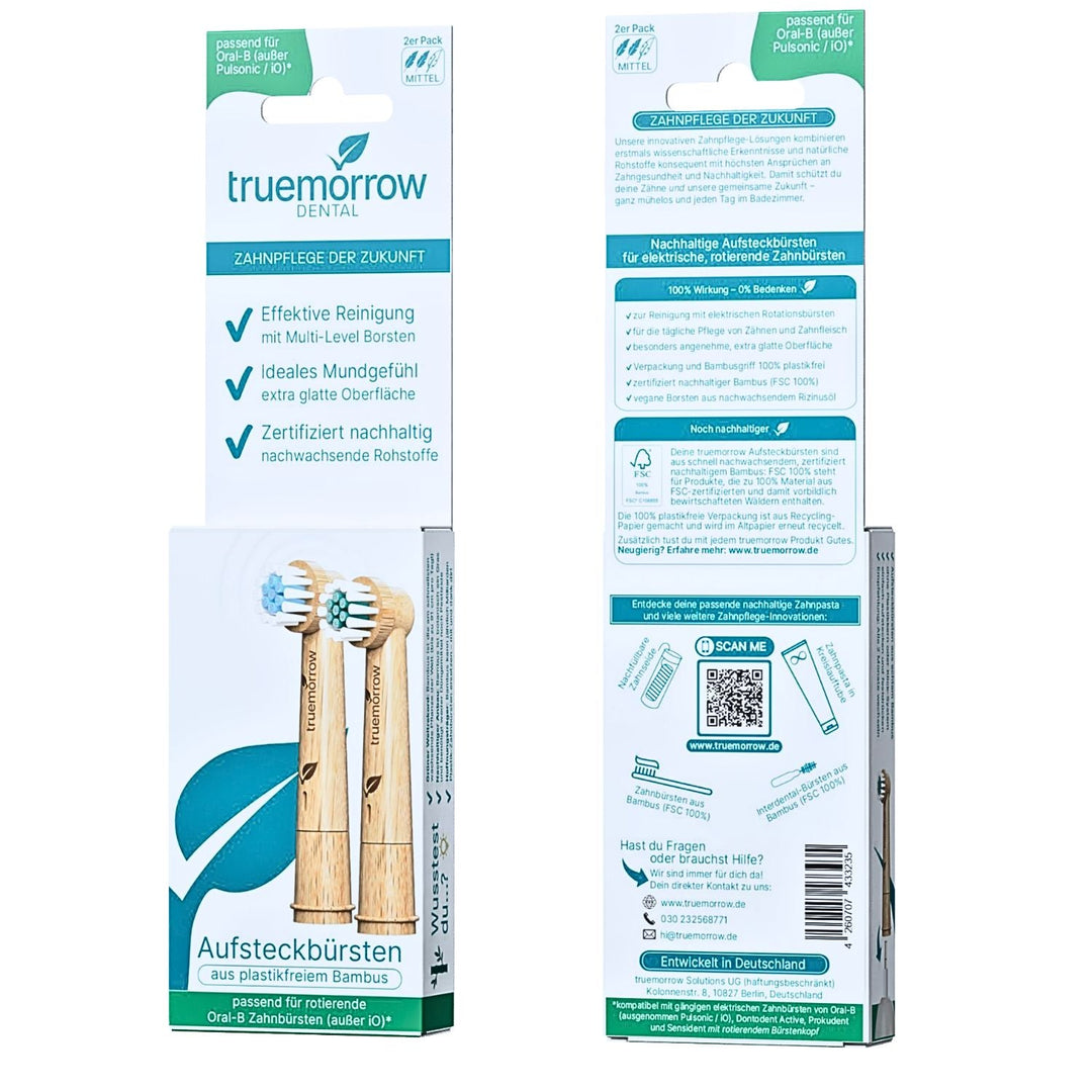 Aufsteckbürsten aus Bambus für rotierende Oral-B Zahnbürsten