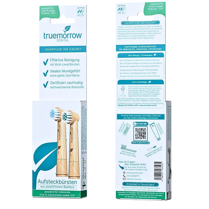 Aufsteckbürsten aus Bambus für rotierende Oral-B Zahnbürsten